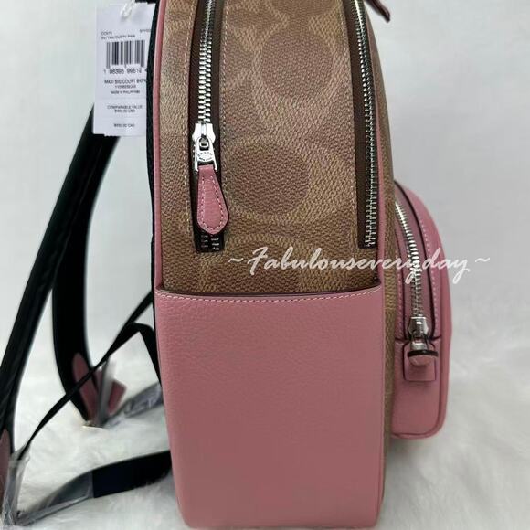 Coach Court Backpack In Maxi Signature Canvas In Tan/Dusty Pink CCK72 NWT - Picture 4 of 9